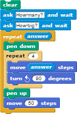 Draw Squares Example Code